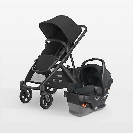 UPPAbaby Vista V3 Jake Black Foldable Convertible Baby Stroller + Mesa V2 Infant Car Seat Travel System