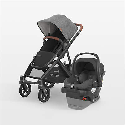 UPPAbaby Vista V3 Greyson Charcoal Melange Foldable Convertible Baby Stroller + Mesa V2 Infant Car Seat Travel System