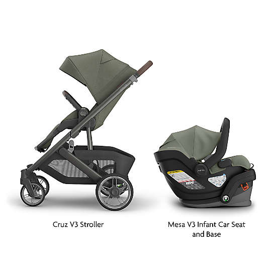 UPPAbaby ® Vista V3 Evelyn Green Reclining Baby Stroller + Mesa V3 Infant Car Seat Travel System