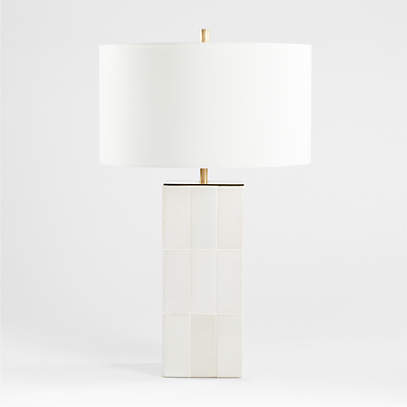 Vista Ceramic Tile White Table Lamp, Table Lamp For Bedroom White