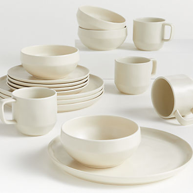 View Visto 16-Piece Cream Stoneware Dinnerware Set details