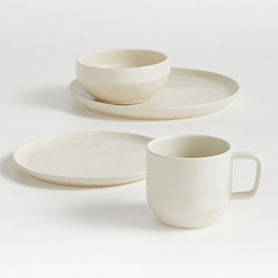 View Visto 4-Piece Cream Stoneware Dinnerware Set details