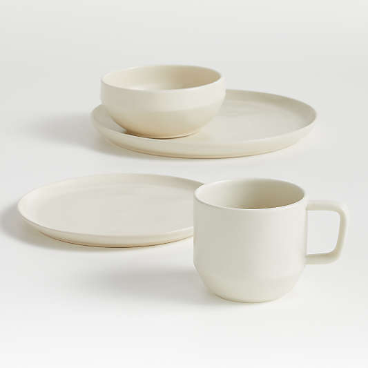 Visto 4-Piece Cream Stoneware Dinnerware Set