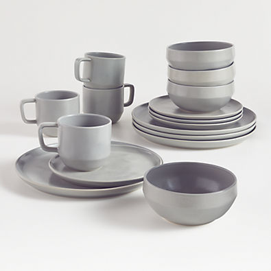 View Visto 16-Piece Grey Stoneware Dinnerware Set details