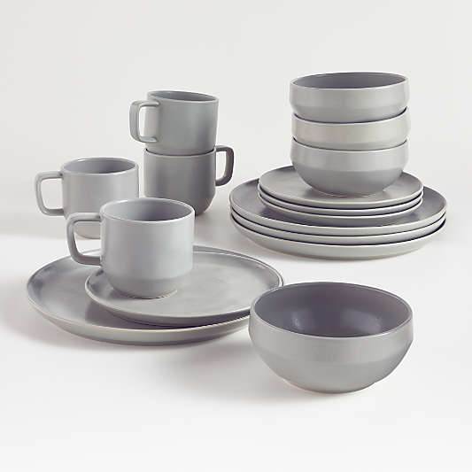 Visto 16-Piece Grey Stoneware Dinnerware Set