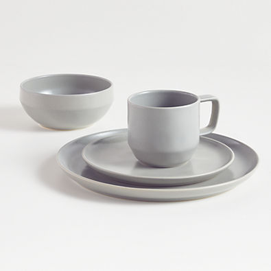 View Visto 4-Piece Grey Stoneware Dinnerware Set details