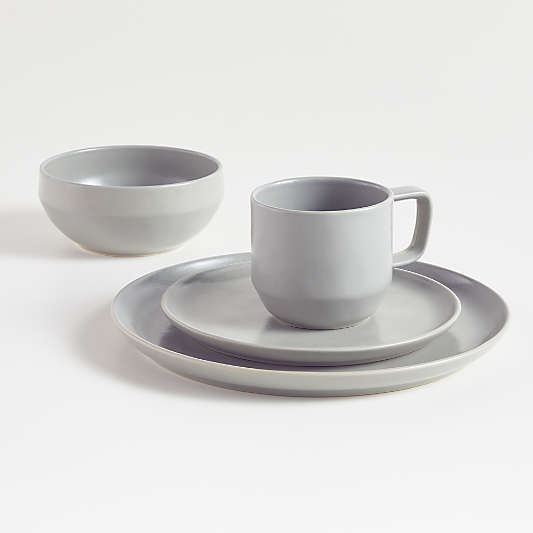 Visto 4-Piece Grey Stoneware Dinnerware Set