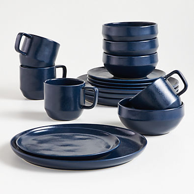 View Visto 16-Piece Navy Stoneware Dinnerware Set details