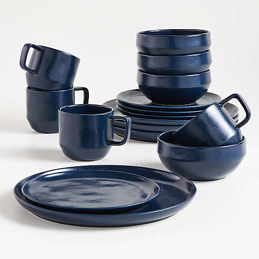 Visto 16-Piece Navy Stoneware Dinnerware Set