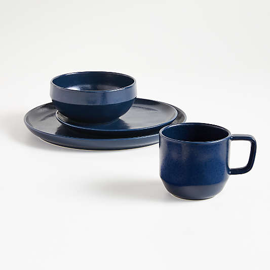 Visto 4-Piece Navy Stoneware Dinnerware Set