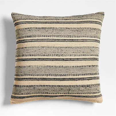 Vittoria Silk Blend Textured 23"x23" Ink Black Throw Pillow Cover