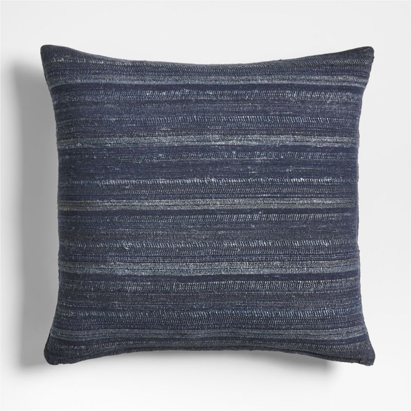 Vittoria Silk Blend Textured 23"x23" Deep Indigo Blue Throw Pillow with Down-Alternative Insert - image 0 of 5