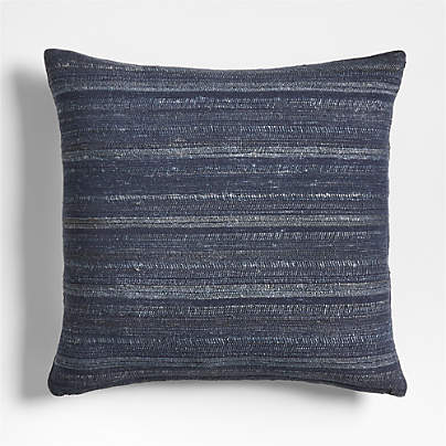 Vittoria Silk Blend Textured 23"x23" Deep Indigo Blue Throw Pillow Cover