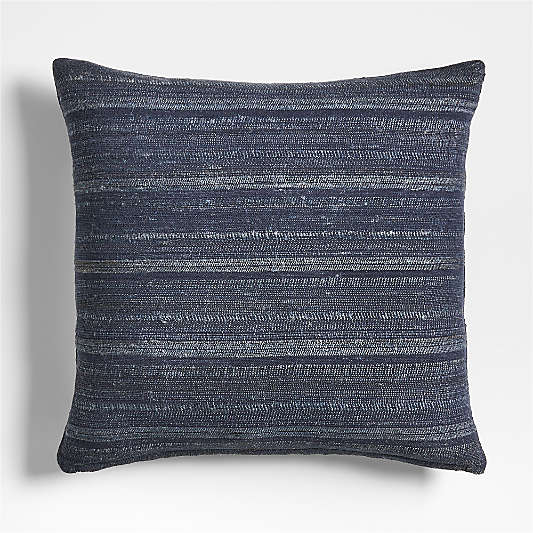 Vittoria Silk Blend Textured 23"x23" Deep Indigo Blue Throw Pillow