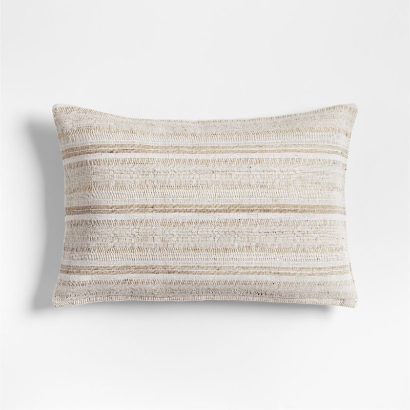 Vittoria Silk Blend Textured 24"x16" Calm Beige Throw Pillow with Down-Alternative Insert - image 0 of 4