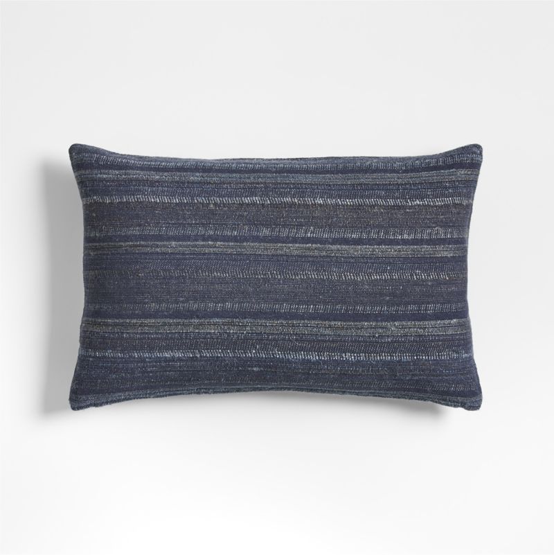 Vittoria Silk Blend Textured 24"x16" Deep Indigo Blue Throw Pillow Cover - image 0 of 5