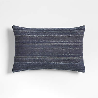 Vittoria Silk Blend Textured 24"x16" Deep Indigo Blue Throw Pillow Cover