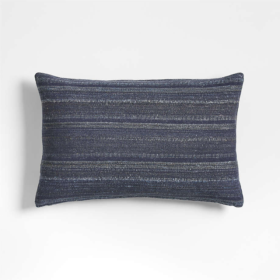 Vittoria Silk Blend Textured 24"x16" Deep Indigo Blue Throw Pillow
