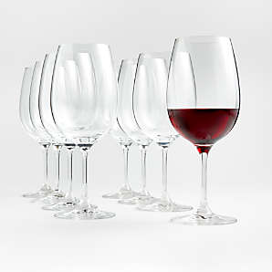 6-1/2 Hand-Blown Red Thick Glass 5-oz. Baluster Wine Glasses- Set