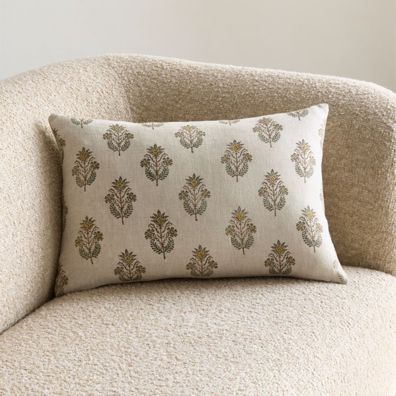 Viewing product image Vivonne Linen 22"x15" Moroccan Ocher Reversible Hand Printed Throw Pillow Cover - image 1 of 5