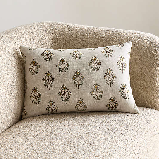 Vivonne Linen 22"x15" Moroccan Ocher Reversible Hand Printed Throw Pillow