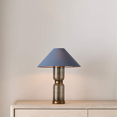Velato Glass Table Lamp 14.5" with Blue Shade