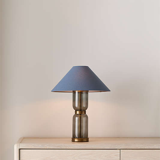 Velato Glass Table Lamp 14.5" with Blue Shade