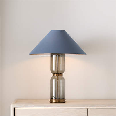 Velato Glass Table Lamp 19.5" with Blue Shade