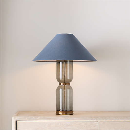 Velato Glass Table Lamp 19.5" with Blue Shade