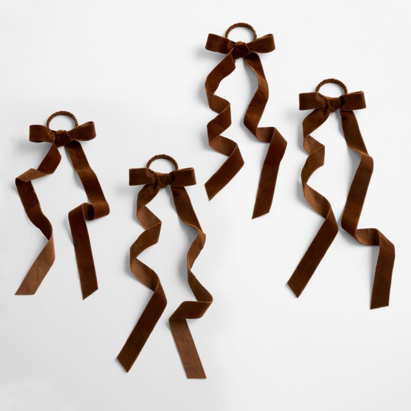 Velvet Brown Bow Napkin Rings, Set of 4 - image 4 of 5