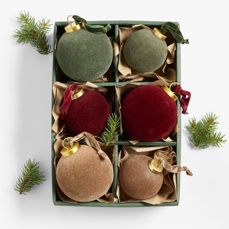 Multi Colored Velvet Christmas Tree Ornaments, Set of 6 - image 1 of 2