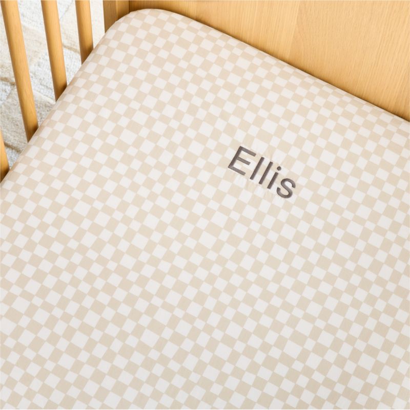 Venice Natural Taupe 100% Organic Cotton Baby Crib Fitted Sheet by Leanne Ford - image 1 of 5