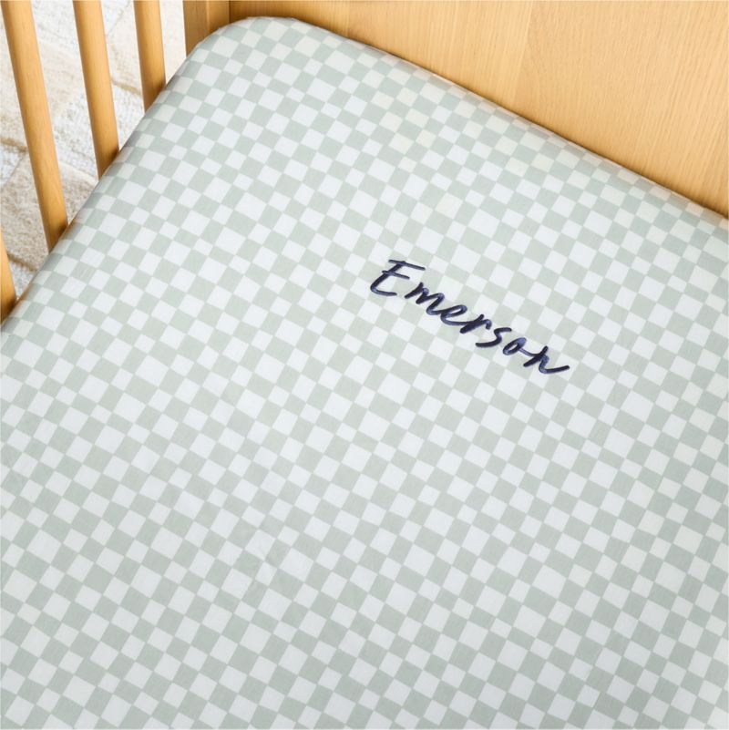 Venice Pale Teal 100% Organic Cotton Baby Crib Fitted Sheet by Leanne Ford - image 1 of 7