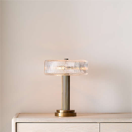 Vienna Metal Table Lamp with Rippled Glass Shade 17"