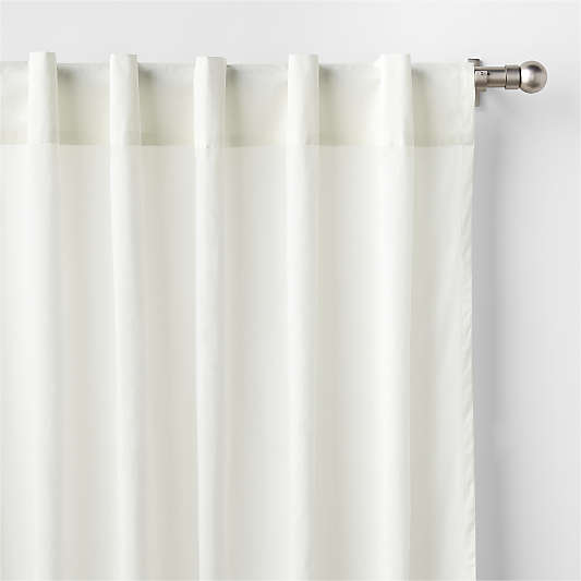 Pampas Ivory Organic Cotton Voile with Satin Border Sheer Window Curtain Panel 44"x108"