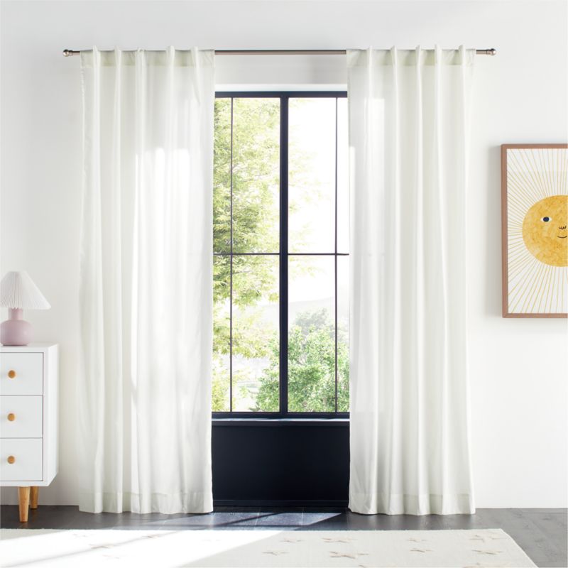 Pampas Ivory Organic Cotton Voile with Satin Border Sheer Window Curtain Panel 44"x63" - image 0 of 4