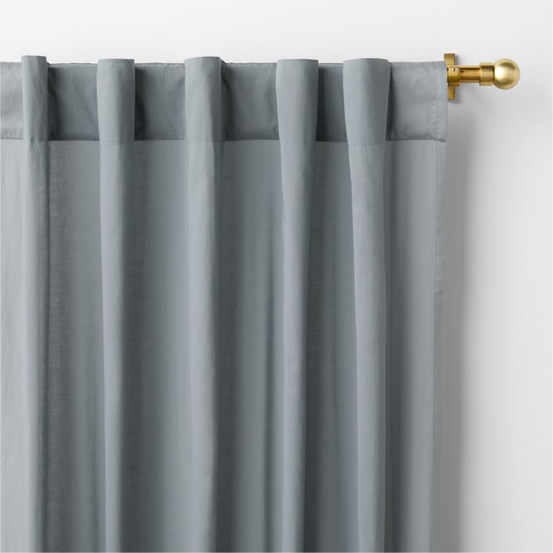 Slate Blue Organic Cotton Voile with Satin Border Sheer Window Curtain Panel 44"x63" - image 1 of 4