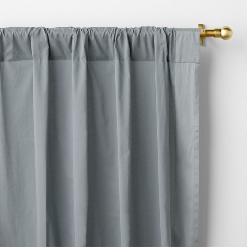 Slate Blue Organic Cotton Voile with Satin Border Sheer Window Curtain Panel 44"x63" - image 2 of 4