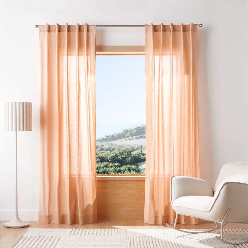 Terracotta Organic Cotton Voile with Satin Border Sheer Window Curtain Panel 44"x84" - image 0 of 4