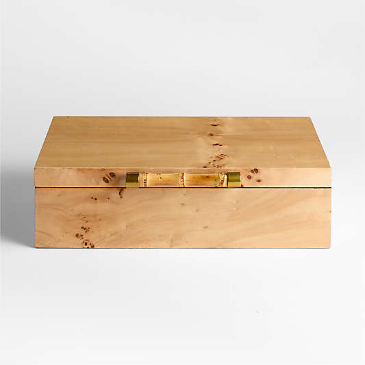 Volos Large Burl Wood Lidded Decorative Storage Box