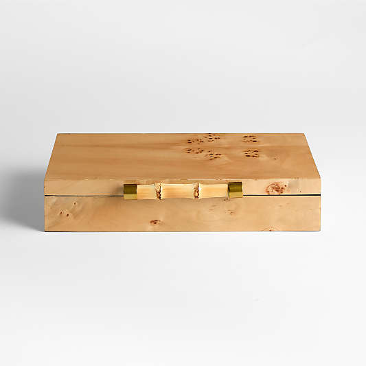 Volos Small Burl Wood Lidded Decorative Storage Box