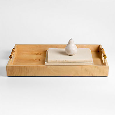 View Volos Large Rectangle Burl Wood Decorative Tray details