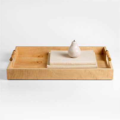 Volos Large Rectangle Burl Wood Decorative Tray