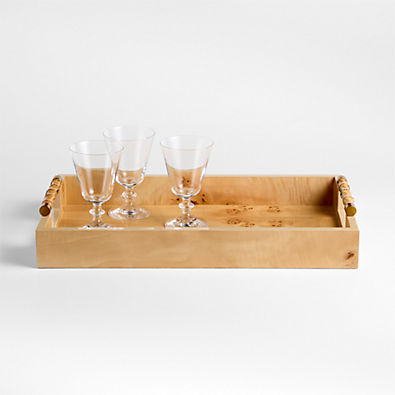 View Volos Small Rectangle Burl Wood Decorative Tray details