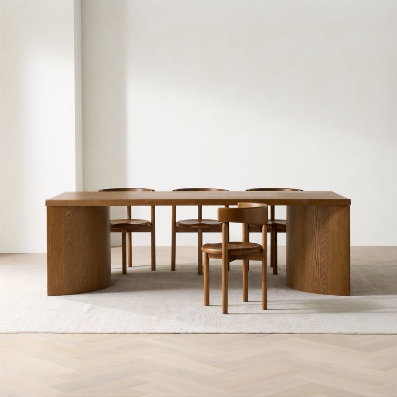 Virage 96" Curved Warm Brown Oak Wood Dining Table - image 7 of 8