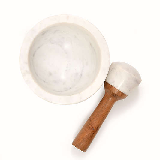 Verve Culture Marble and Wood Mortar and Pestle