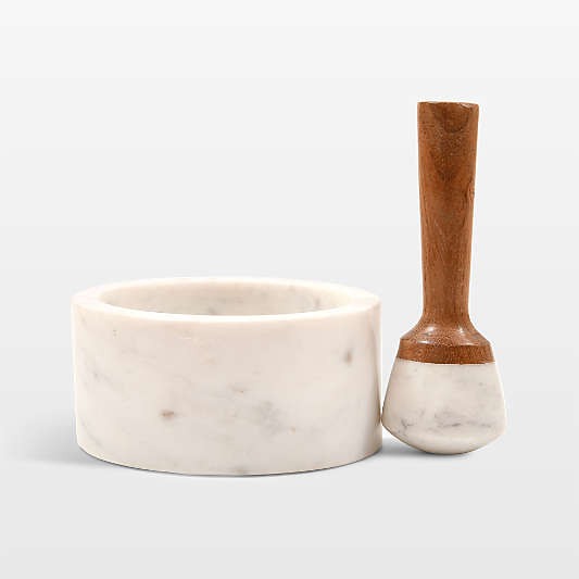 Verve Culture Marble and Wood Mortar and Pestle