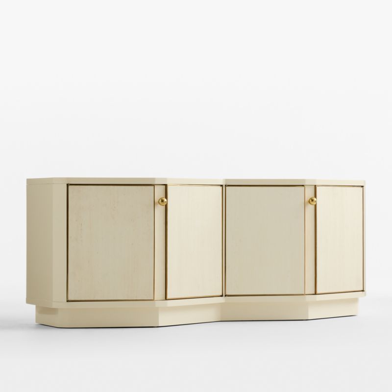 Vesper 76" Brass and Grasscloth Storage Media Console by Laura Harrier & Tiffany Howell - image 4 of 9