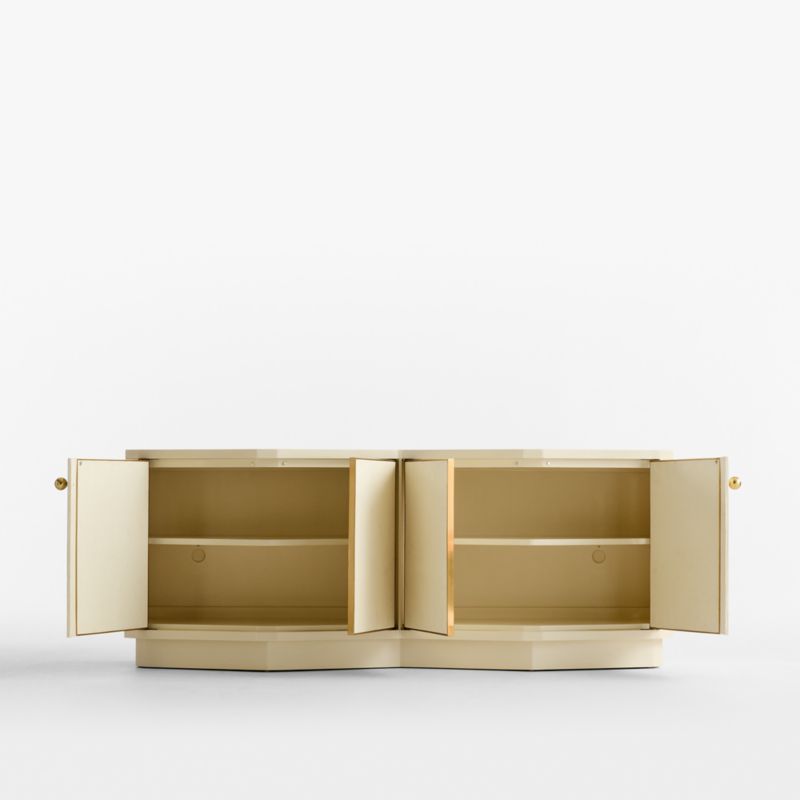 Vesper 76" Brass and Grasscloth Storage Media Console by Laura Harrier & Tiffany Howell - image 5 of 9