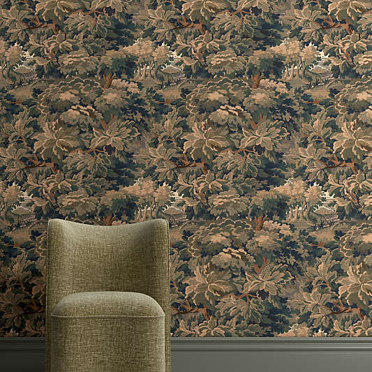 Vivaldi Green Scene Woven Forest Wallpaper